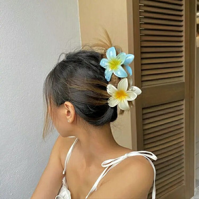 Модни дамски плажни ваканции Bohemia Egg Flower Щипки за коса Цвете Големи нокти за коса Фиби за жени Аксесоари за момичета