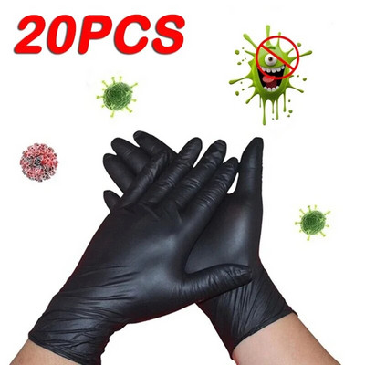 20/10/5pcs Μαύρα γάντια νιτριλίου Γάντια κουζίνας μιας χρήσης συνθετικό λατέξ για οικιακή κουζίνα εργαστήριο καθαρισμού γάντια σπίτι