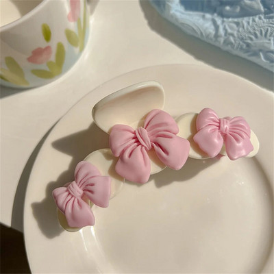 Gheare de păr dulce de piersică, roz, pentru femei, fete, nou, urs, cireș, ac de păr, modă, primăvară, vară, acrilic, barete de rechin, cochiră