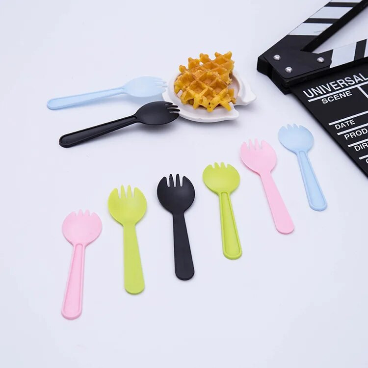 50 τμχ Πλαστικά κουτάλια μιας χρήσης Πιρούνια για κέικ Παγωτό Σαλάτα Φρούτα Επιδόρπιο Σούπα Τσάι Καφέ πάρτι κέικ Προμήθειες ψησίματος