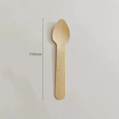 100 τεμ./Σετ Μίνι ξύλινα κουτάλια φαγητού, μιας χρήσης, φιλικά προς το περιβάλλον, ζάχαρη, αλάτι, κουτάλια, βιοδιασπώμενα κουτάλια για επιδόρπιο παγωτού