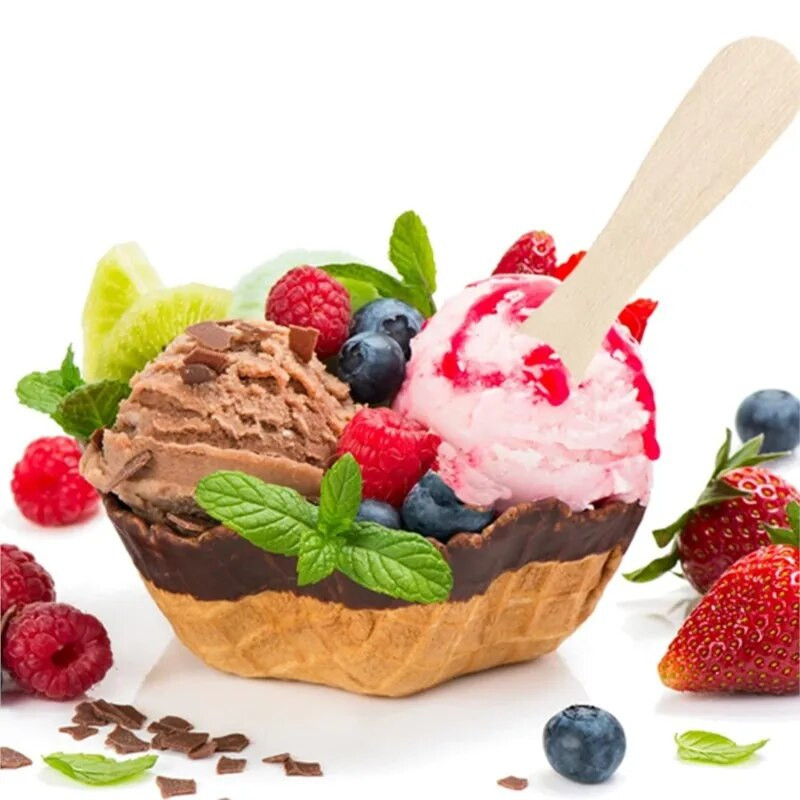 100 τεμ./Σετ Μίνι ξύλινα κουτάλια φαγητού, μιας χρήσης, φιλικά προς το περιβάλλον, ζάχαρη, αλάτι, κουτάλια, βιοδιασπώμενα κουτάλια για επιδόρπιο παγωτού