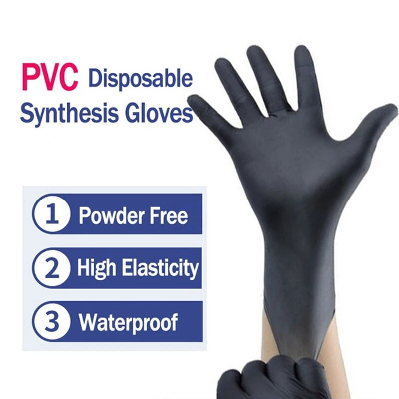 10/5/1 vnt juodos pirštinės vienkartinės be latekso be pudros egzamino pirštinės dydis mažos vidutinės didelės X didelės nitrilo vinilo rankų apdangalas S XL