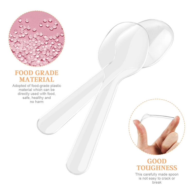 Μίνι διάφανα πλαστικά κουτάλια μαχαιροπήρουνα μιας χρήσης Ζελέ επιδόρπιο παγωτό κουτάλι ορεκτικό κουταλάκι κουταλάκι κουτάλες κουζίνας