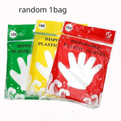 100 X / maišelis Vienkartinės pirštinės lateksas ir be pudros skaidrus PE Maitinimas Maisto valymas Vienkartinės pirštinės Plastikinės Guantes Nuimamos