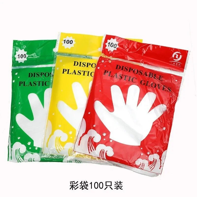 100 X / maišelis Vienkartinės pirštinės lateksas ir be pudros skaidrus PE Maitinimas Maisto valymas Vienkartinės pirštinės Plastikinės Guantes Nuimamos