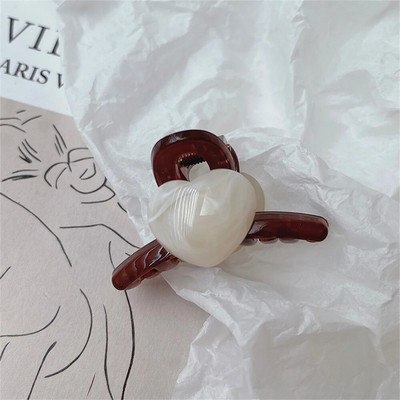 Agrafă de păr în formă de inimă de culoare bomboană de modă agrafă de păr din plastic în stil francez pentru femei, fete, breton de machiaj, coadă de cal, coc, cadou gheare de păr