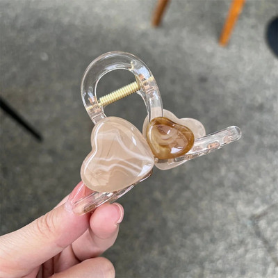 Agrafă de păr în formă de inimă de culoare bomboană de modă agrafă de păr din plastic în stil francez pentru femei, fete, breton de machiaj, coadă de cal, coc, cadou gheare de păr