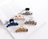 Femei Cristal Păr Crab Gheare de păr din plastic Clemă Rășină Barette Top Gripper Cristal Strass Pearl Agrafe de păr
