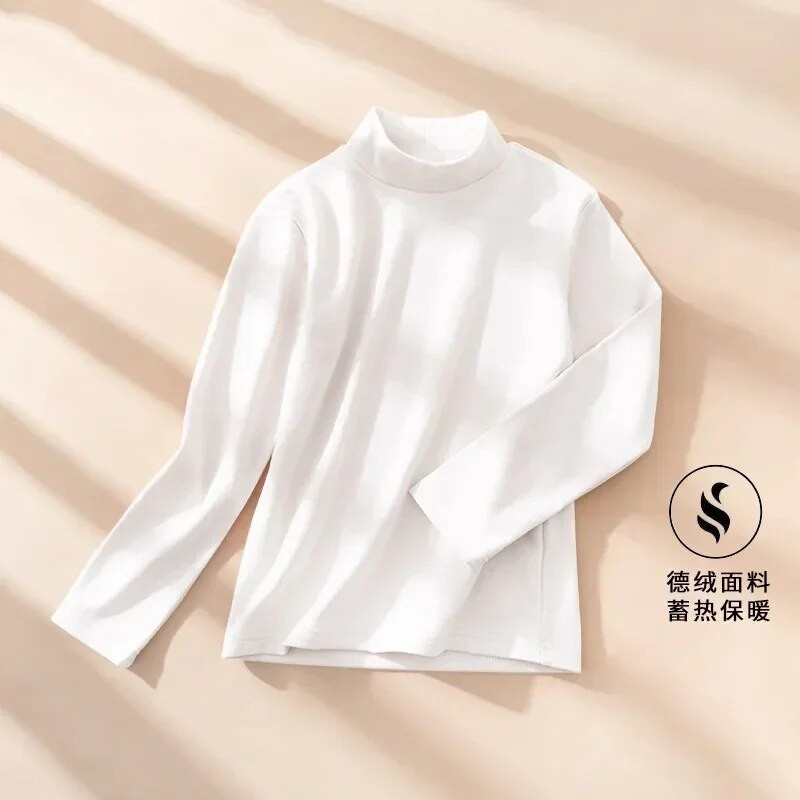 Fete Băieți Tricou cu mâneci lungi Copii Catifea Top Tricouri Adolescenți Culoare uni Cu fundul 2 până la 12 ani Îmbrăcăminte pentru copii Stil coreean