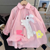 Lányruha Őszi tavaszi hosszú ujjú nyúl gyerekruhák Aranyos gyerek alkalmi ingruha Új őszi baba lányruha 3 4 5 6 7 év