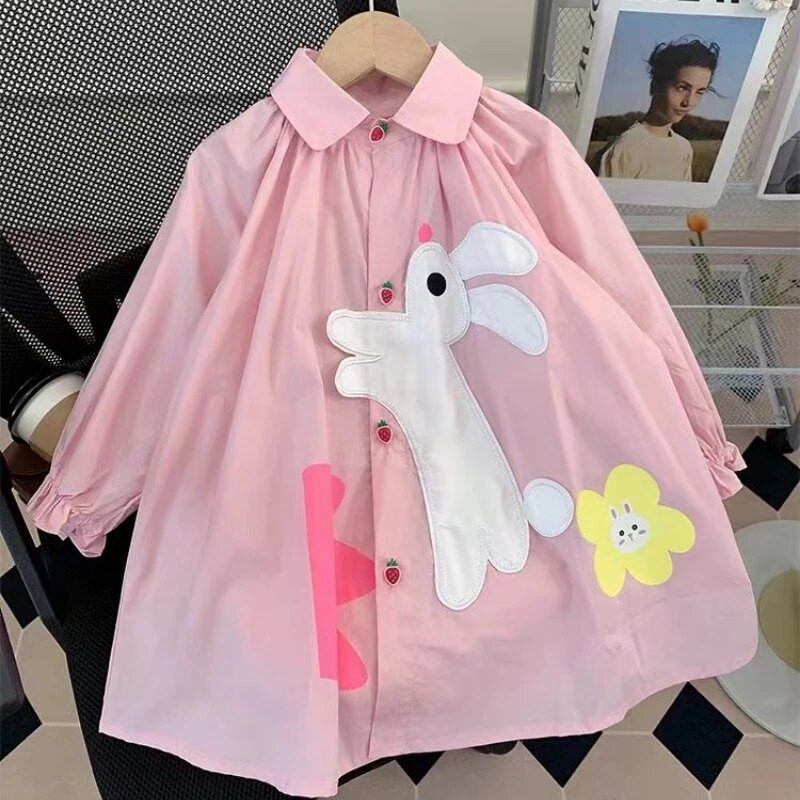 Lányruha Őszi tavaszi hosszú ujjú nyúl gyerekruhák Aranyos gyerek alkalmi ingruha Új őszi baba lányruha 3 4 5 6 7 év