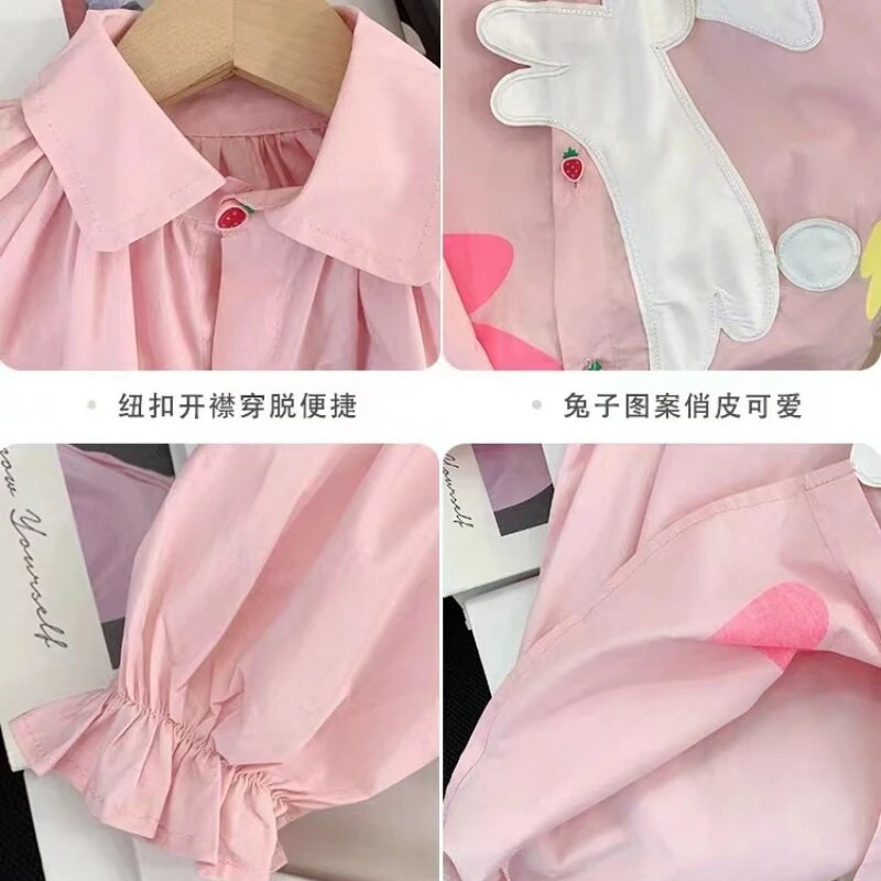 Lányruha Őszi tavaszi hosszú ujjú nyúl gyerekruhák Aranyos gyerek alkalmi ingruha Új őszi baba lányruha 3 4 5 6 7 év