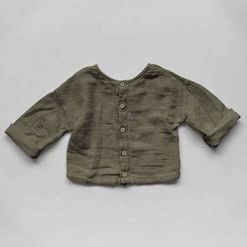 Βρεφικά μπλουζάκια μουσελίνα 100% οργανικό βαμβάκι ρετρό φθινοπωρινά νέα casual χαλαρά μπλουζάκια πίσω μπλουζάκια για αγόρια και κορίτσια TZ342