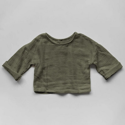 100% bumbac organic, muselină cu mâneci lungi, maiouri pentru copii, retro, toamnă, ocazional, tricouri pentru băieți și fete TZ342