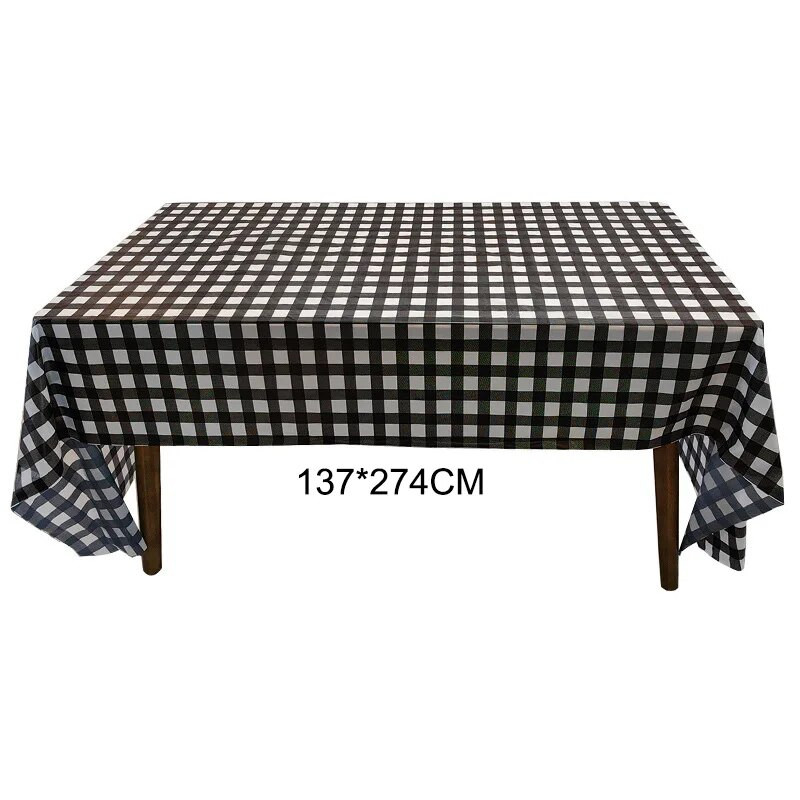 Vienkartinė staltiesė 137x274 cm languota juostelė plastikinė vandeniui atspari, alyvai atspari staltiesė vakarėliui lauko kepsninės iškylai