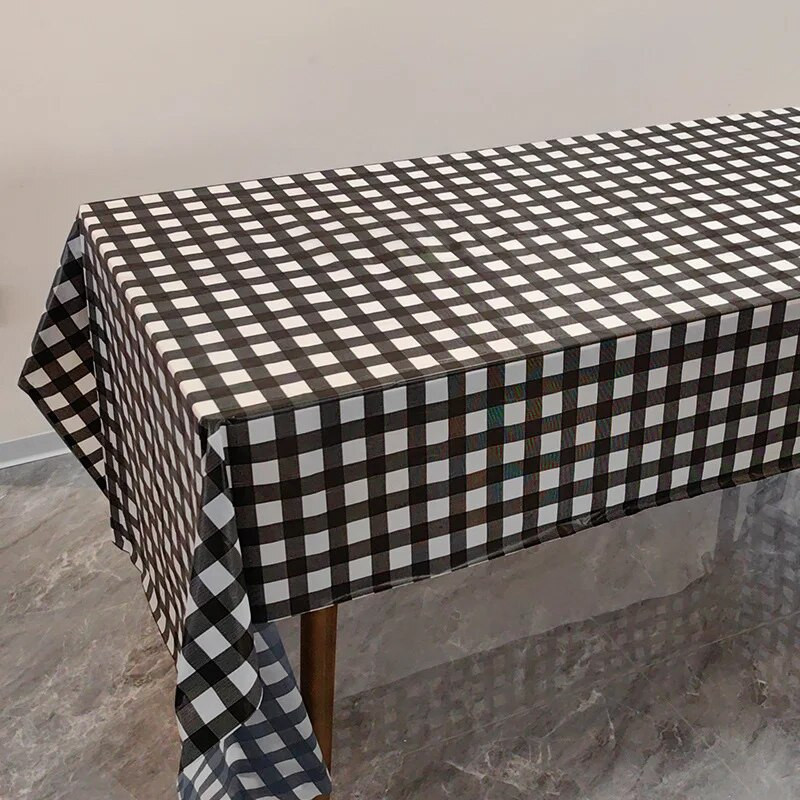 Vienkartinė staltiesė 137x274 cm languota juostelė plastikinė vandeniui atspari, alyvai atspari staltiesė vakarėliui lauko kepsninės iškylai