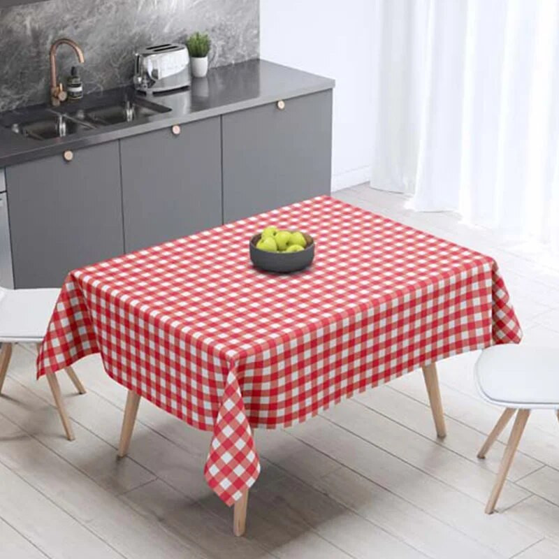 Vienkartinė staltiesė 137x274 cm languota juostelė plastikinė vandeniui atspari, alyvai atspari staltiesė vakarėliui lauko kepsninės iškylai