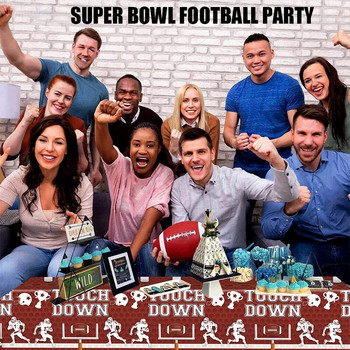 Пластмасови покривки за еднократна футболна тема Правоъгълна Super Bowl Party Покривка за маса за еднократна употреба Ръгби Покривало за маса