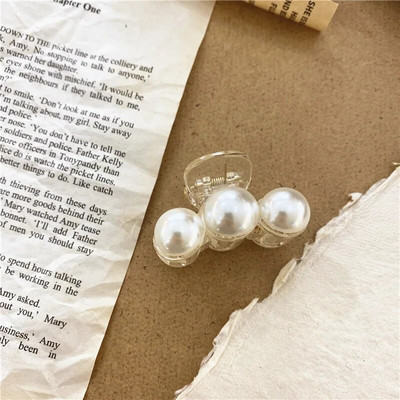 Gheare de păr perle de modă coreeană Clip de păr transparentă de epocă Clemă de gheare de prințesă Elegantă Accesorii de păr pentru femei