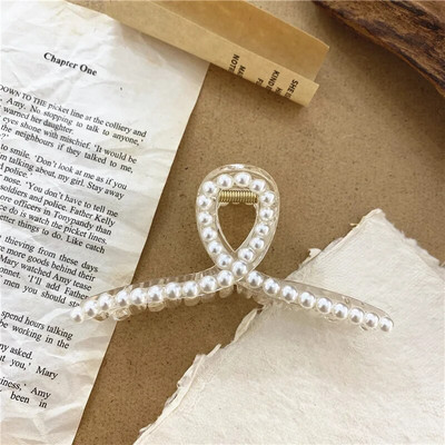 Gheare de păr perle de modă coreeană Clip de păr transparentă de epocă Clemă de gheare de prințesă Elegantă Accesorii de păr pentru femei