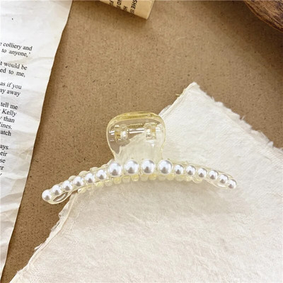 Gheare de păr perle de modă coreeană Clip de păr transparentă de epocă Clemă de gheare de prințesă Elegantă Accesorii de păr pentru femei