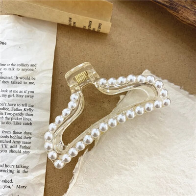 Gheare de păr perle de modă coreeană Clip de păr transparentă de epocă Clemă de gheare de prințesă Elegantă Accesorii de păr pentru femei