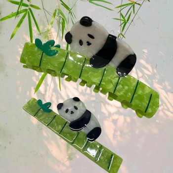 Χαριτωμένο Panda Hold Bamboo Hair Claw Clip Creative Exquisite Animal Shark Clip για γυναίκες Κορίτσια Μόδα κεφαλής Αξεσουάρ μαλλιών Νέο
