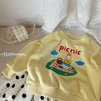 Κοριτσίστικα πουκάμισα 2023 Άνοιξη φθινοπωρινό μπλουζάκια για παιδιά Κορεάτικη έκδοση Μακρυμάνικο παιδικό πουλόβερ Casual λαγουδάκι πουλόβερ μωρό