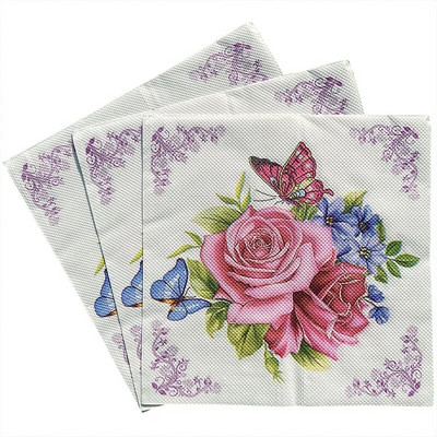 20 buc șervețele de unică folosință din pulpă de lemn virgin șervețel cu imprimare în culori Șervețele faciale șervețele pătrate duble, hotel, restaurant, multicolor