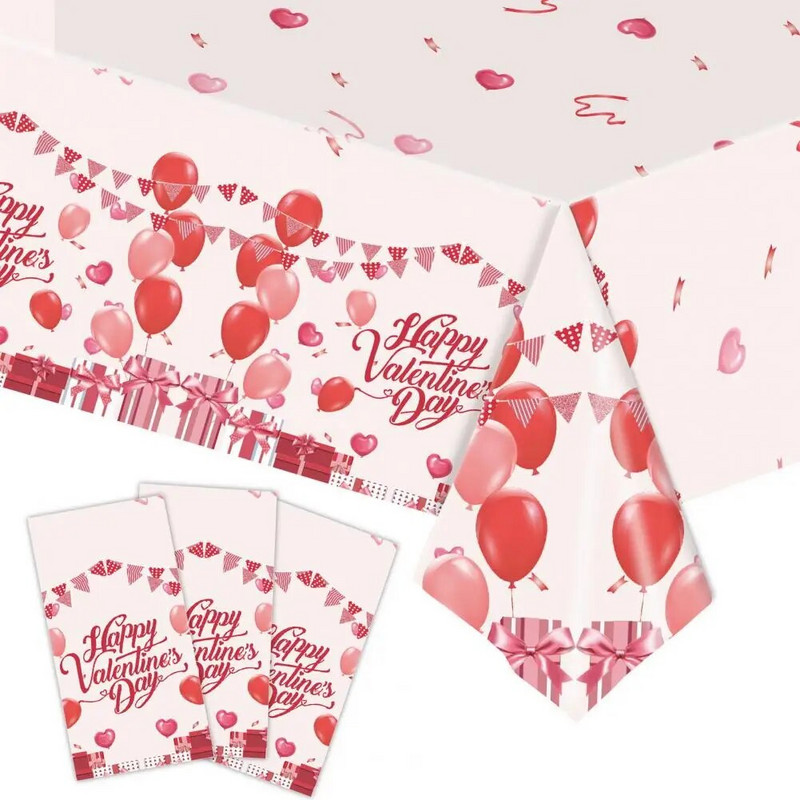 Τραπεζομάντιλο μιας χρήσης Πλαστικό Κάλυμμα Τραπεζιού Καρδιά Μπαλόνι Σχέδιο για την Ημέρα του Αγίου Βαλεντίνου Διακοσμητικά τραπεζομάντιλο για το σπίτι Χριστουγεννιάτικα δώρα Noel