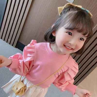 Παιδικό μπλουζάκι με μακρυμάνικο μπλουζάκι 2022 Άνοιξη Φθινόπωρο Νέα μπλουζάκια για κορίτσια Μόδα βαμβακερά μπλουζάκια Παιδικά μπλουζάκια 4-14Y Κορίτσια μπλουζάκια ροζ