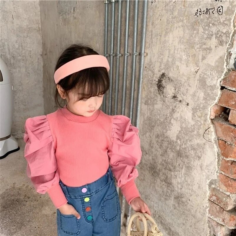 Παιδικό μπλουζάκι με μακρυμάνικο μπλουζάκι 2022 Άνοιξη Φθινόπωρο Νέα μπλουζάκια για κορίτσια Μόδα βαμβακερά μπλουζάκια Παιδικά μπλουζάκια 4-14Y Κορίτσια μπλουζάκια ροζ