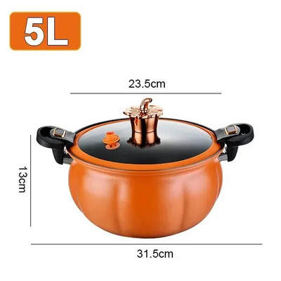 5L/8L Mikronyomású tűzhely tapadásmentes edény Univerzális leveses fazék fedővel Sütőtök alakú leveses tészta bogrács Konyhai edény