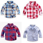 Dögös fiús lány ingek Alkalmi Camisa Masculina lány blúzok Gyerek Gyerek Pamut ruhák Kisfiú kockás hosszú ujjú ingek