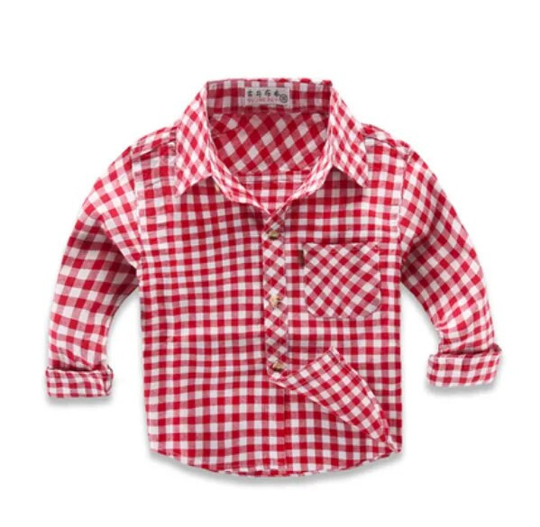 Dögös fiús lány ingek Alkalmi Camisa Masculina lány blúzok Gyerek Gyerek Pamut ruhák Kisfiú kockás hosszú ujjú ingek