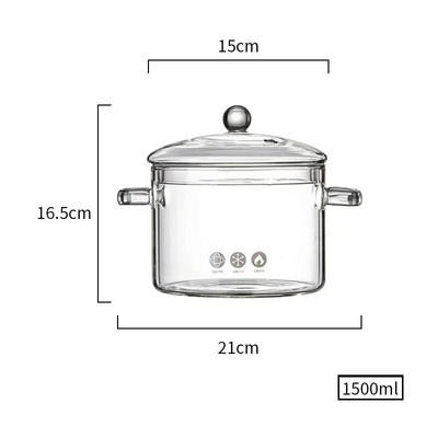 Karščiui atsparus stiklinis sriubos puodas Skaidri sriuba ir puodas buitinis stiklinis dubuo virtuvės reikmenys dujinė viryklė indukcinė