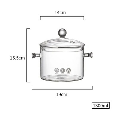 Karščiui atsparus stiklinis sriubos puodas Skaidri sriuba ir puodas buitinis stiklinis dubuo virtuvės reikmenys dujinė viryklė indukcinė