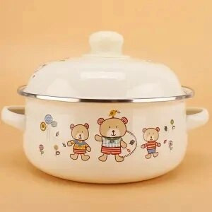 Supă și oală email autentică pentru aragaz și cu inducție, oală pentru tocană cu rezervor de ulei de porc, oală mică cu ulei fierbinte, oală dublă