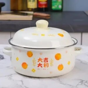 Supă și oală email autentică pentru aragaz și cu inducție, oală pentru tocană cu rezervor de ulei de porc, oală mică cu ulei fierbinte, oală dublă