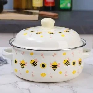 Supă și oală email autentică pentru aragaz și cu inducție, oală pentru tocană cu rezervor de ulei de porc, oală mică cu ulei fierbinte, oală dublă