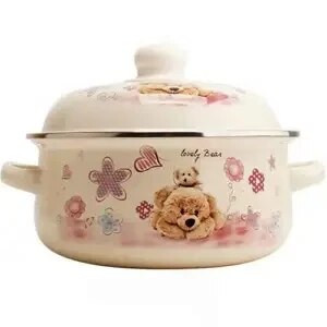 Supă și oală email autentică pentru aragaz și cu inducție, oală pentru tocană cu rezervor de ulei de porc, oală mică cu ulei fierbinte, oală dublă