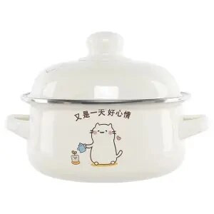 Supă și oală email autentică pentru aragaz și cu inducție, oală pentru tocană cu rezervor de ulei de porc, oală mică cu ulei fierbinte, oală dublă