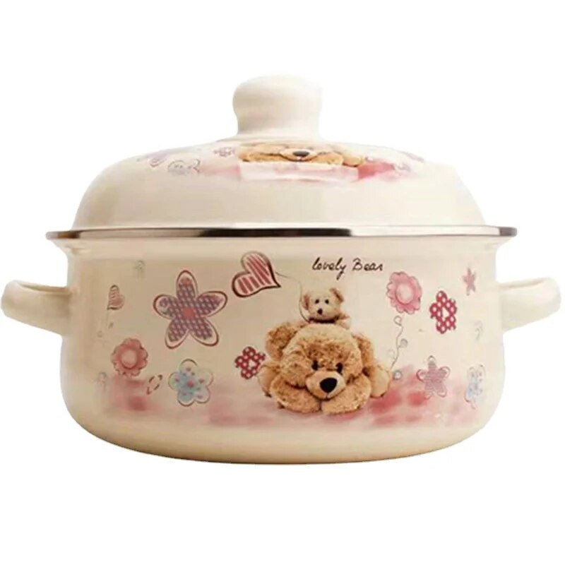 Supă și oală email autentică pentru aragaz și cu inducție, oală pentru tocană cu rezervor de ulei de porc, oală mică cu ulei fierbinte, oală dublă