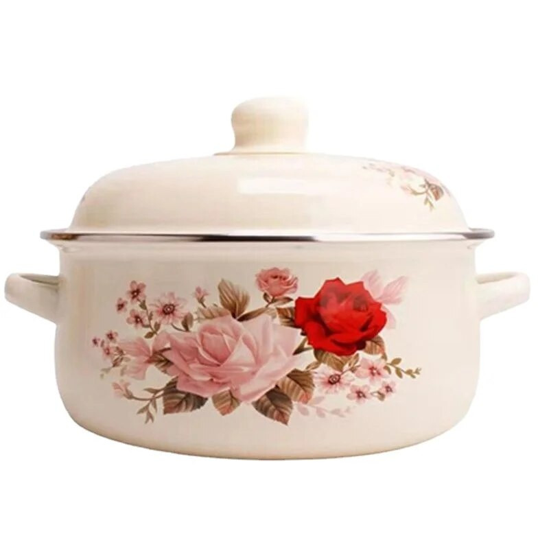 Supă și oală email autentică pentru aragaz și cu inducție, oală pentru tocană cu rezervor de ulei de porc, oală mică cu ulei fierbinte, oală dublă