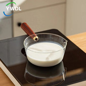 YWDL 450/650 ml raudonos medinės rankenos stiklinis pieno puodas su dangčiu dujinė viryklė Nelipnus kavos sriubos puodas Puodas Virtuvės indai