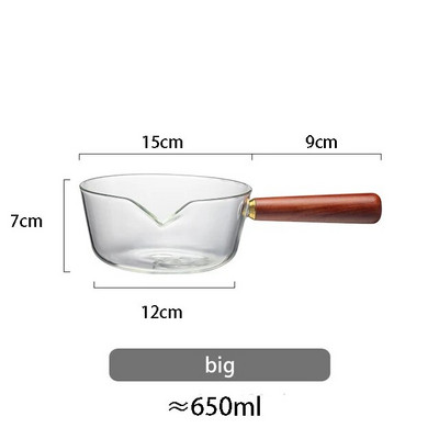 YWDL 450/650 ml raudonos medinės rankenos stiklinis pieno puodas su dangčiu dujinė viryklė Nelipnus kavos sriubos puodas Puodas Virtuvės indai