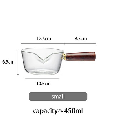 YWDL 450/650 ml raudonos medinės rankenos stiklinis pieno puodas su dangčiu dujinė viryklė Nelipnus kavos sriubos puodas Puodas Virtuvės indai