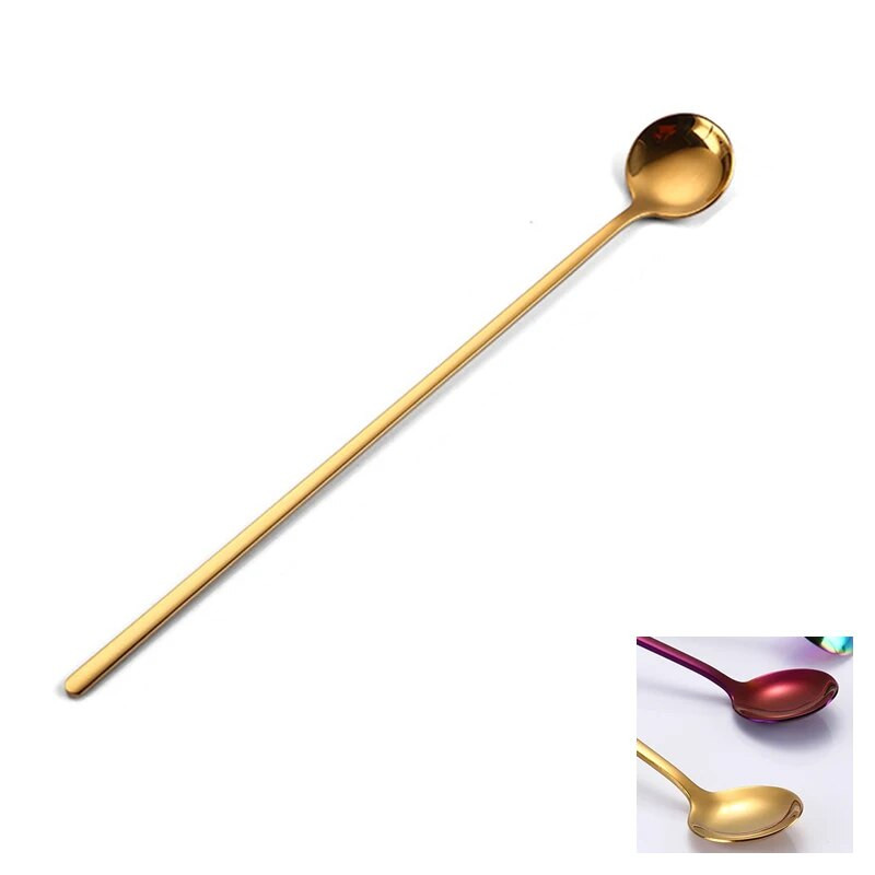 YOMDID linguri colorate cu mâner lung din oțel inoxidabil coreeană creativă băutură rece Înghețată cafea ceai lingură amestecat bar instrument de bucătărie