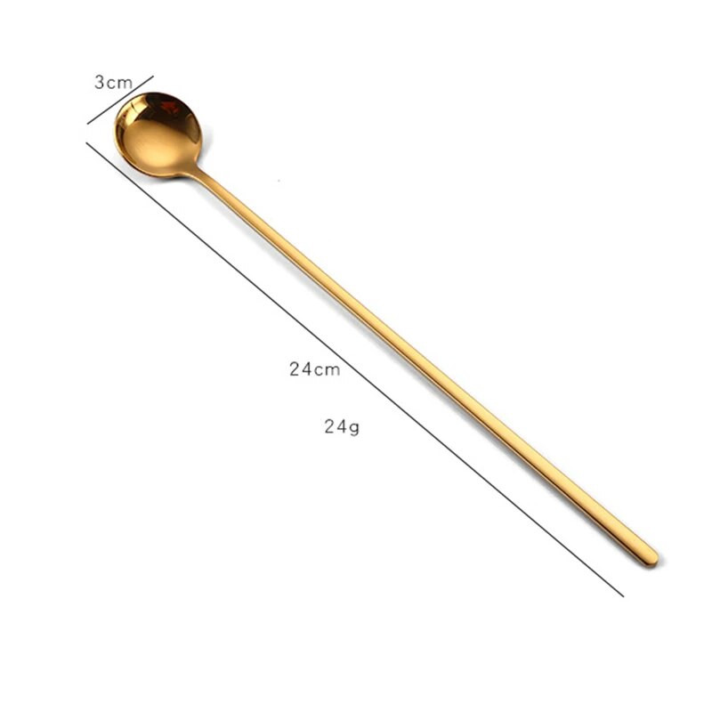YOMDID linguri colorate cu mâner lung din oțel inoxidabil coreeană creativă băutură rece Înghețată cafea ceai lingură amestecat bar instrument de bucătărie
